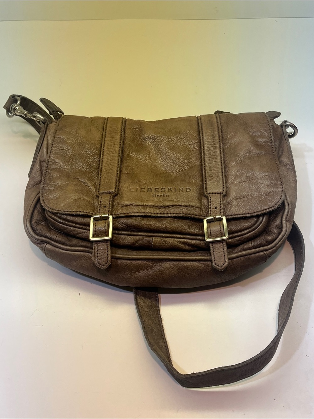 Liebeskind Berlin Brown Pebbled Leather Small Messenger/Cross Body Bag